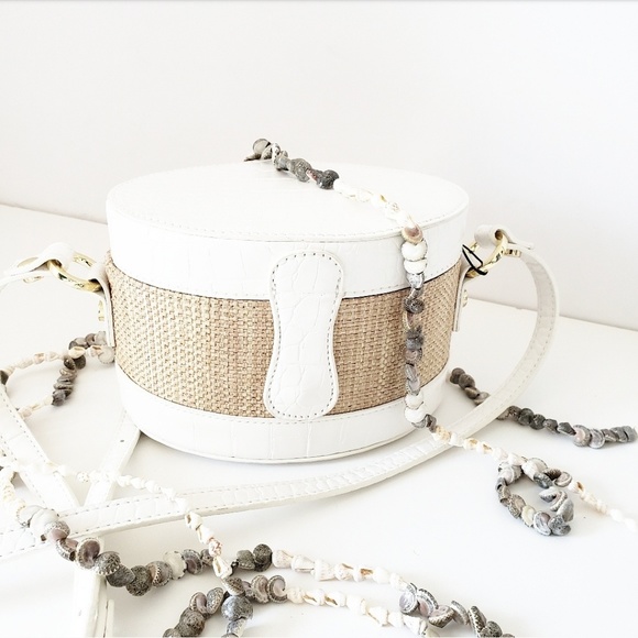 SALE! NWT SAM EDELMAN STRAW WHITE CROSSBODY BAG - Picture 1 of 6